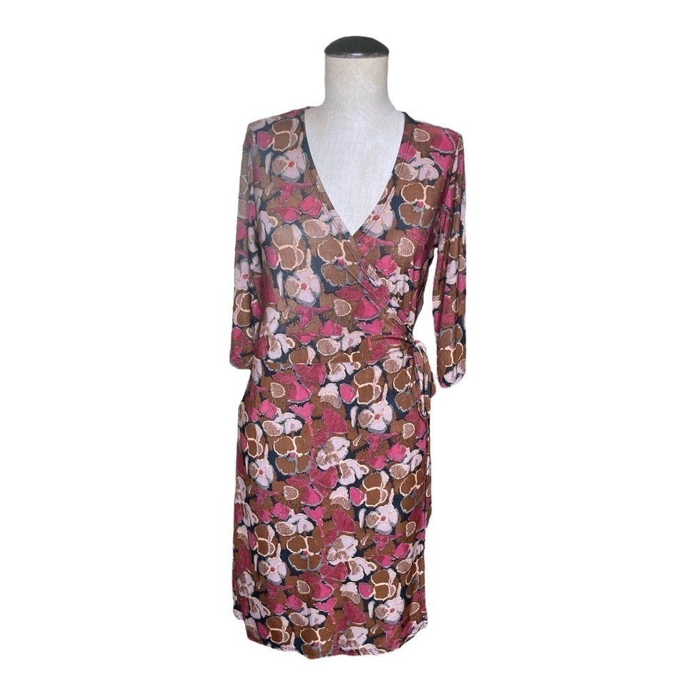 Euc Forever Heather Floral Wrap Dress 3/4 Sleeve Size Medium
